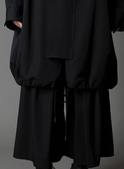 W/GABARDINE HIGH NECK HOODED MODS COAT