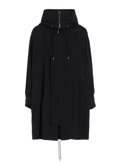 W/GABARDINE HIGH NECK HOODED MODS COAT