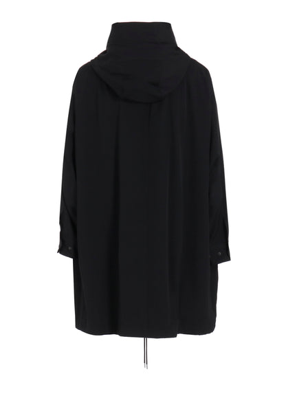 W/GABARDINE HIGH NECK HOODED MODS COAT