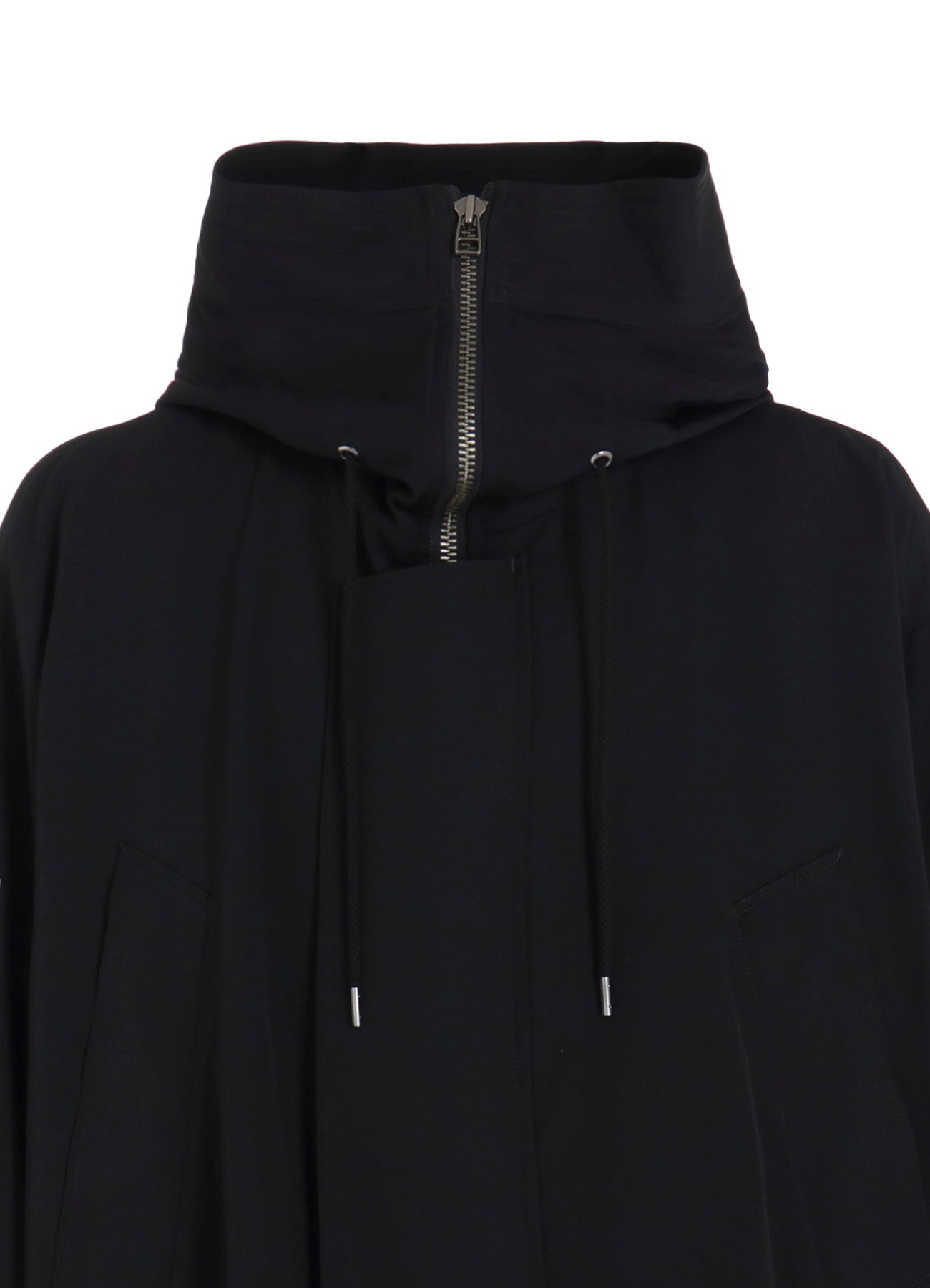 W/GABARDINE HIGH NECK HOODED MODS COAT