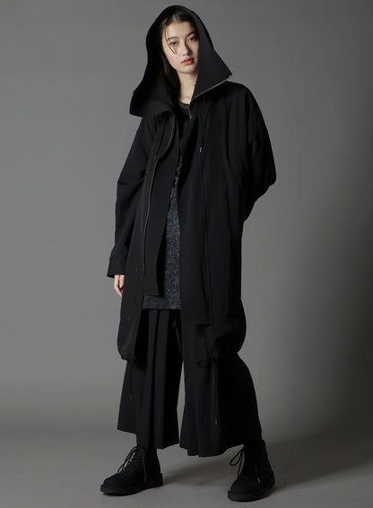 W/GABARDINE HIGH NECK HOODED MODS COAT