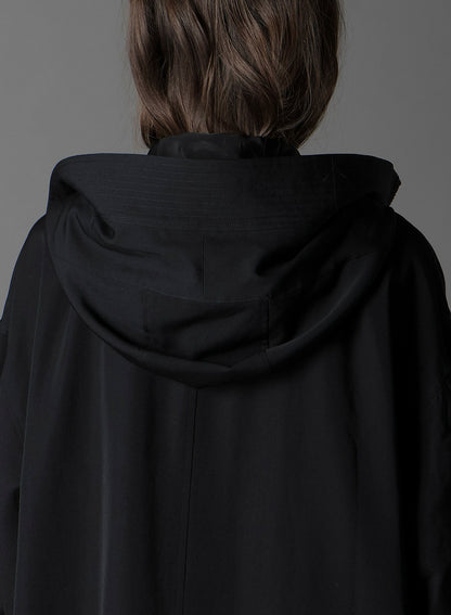 W/GABARDINE HIGH NECK HOODED MODS COAT
