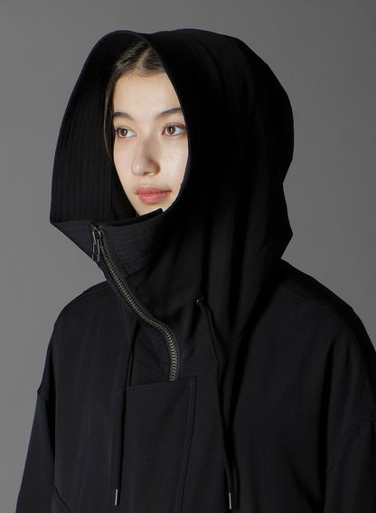 W/GABARDINE HIGH NECK HOODED MODS COAT