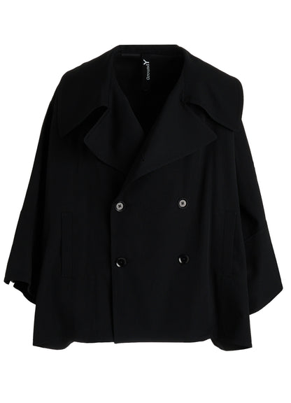 WOOL GABARDINE SHORT LENGTH BIG SLEEVE DOUBLE COAT
