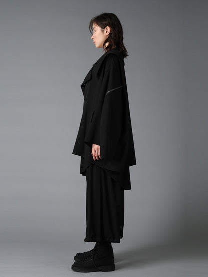 WOOL GABARDINE SHORT LENGTH BIG SLEEVE DOUBLE COAT