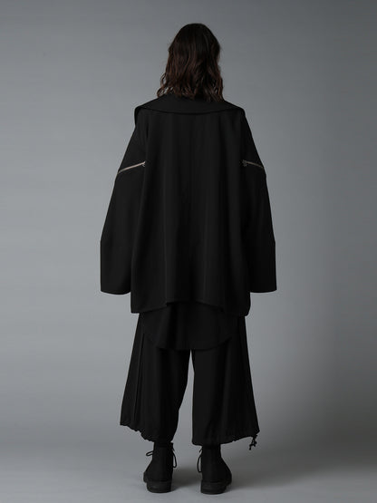 WOOL GABARDINE SHORT LENGTH BIG SLEEVE DOUBLE COAT
