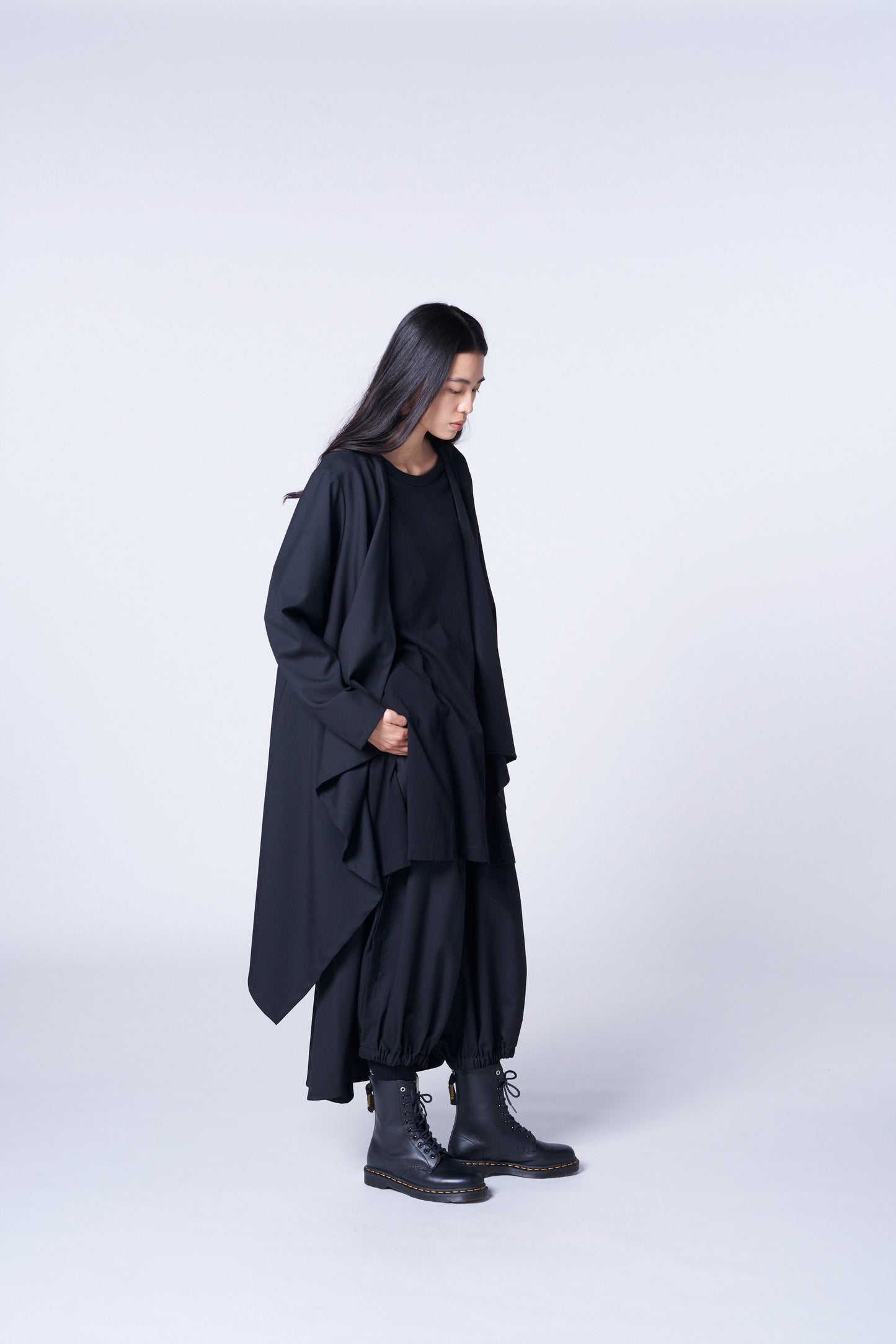 T/W GABARDINE LONG DRAPE JACKET