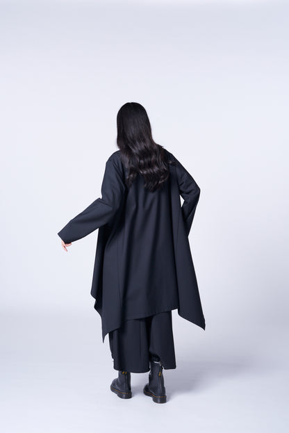 T/W GABARDINE LONG DRAPE JACKET