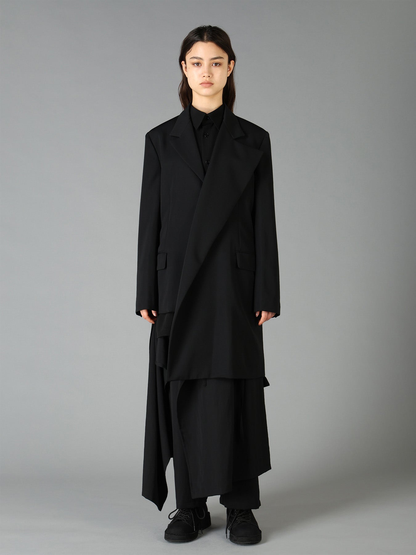 WOOL GABARDINE ASYMMETRICAL JACKET