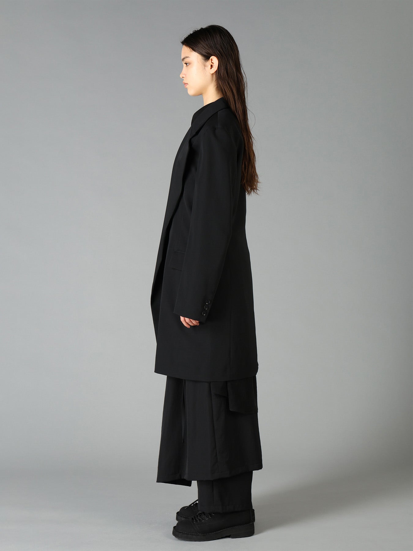 WOOL GABARDINE ASYMMETRICAL JACKET