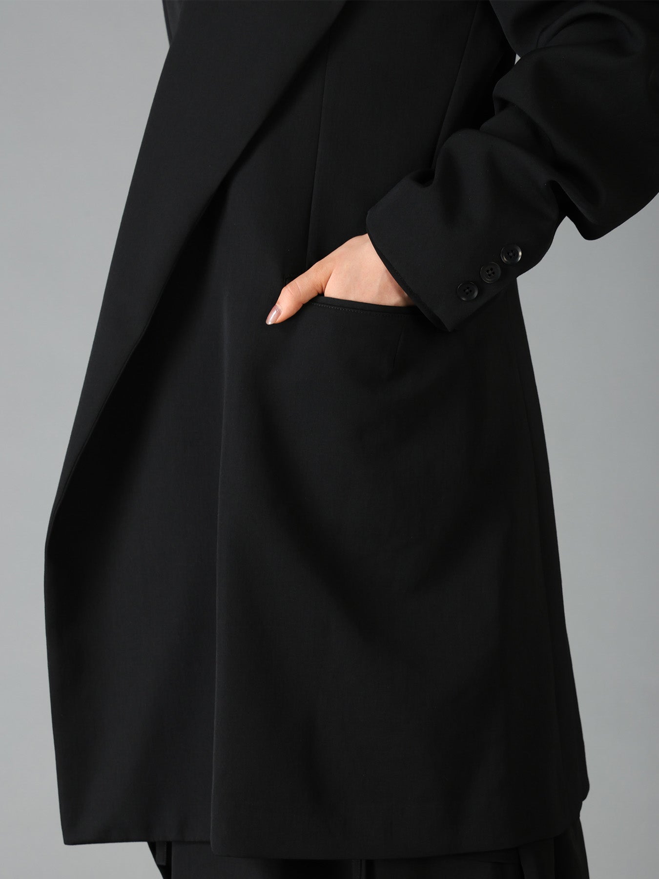 WOOL GABARDINE ASYMMETRICAL JACKET