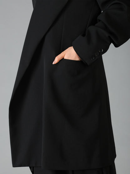 WOOL GABARDINE ASYMMETRICAL JACKET