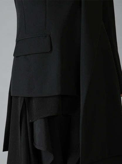 WOOL GABARDINE ASYMMETRICAL JACKET