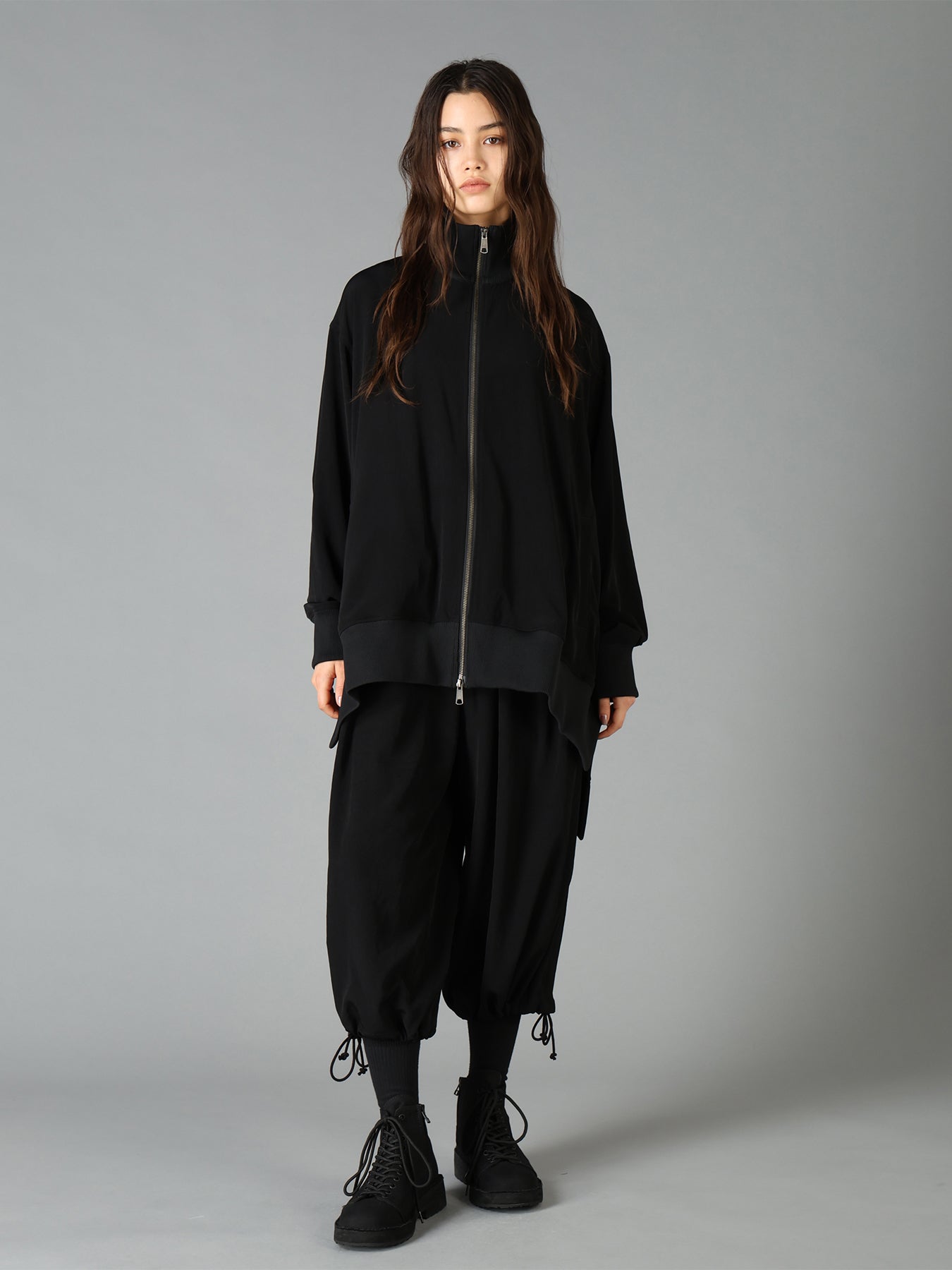 CREPE de CHINE CURVED HEMLINE TRACKSUIT JACKET
