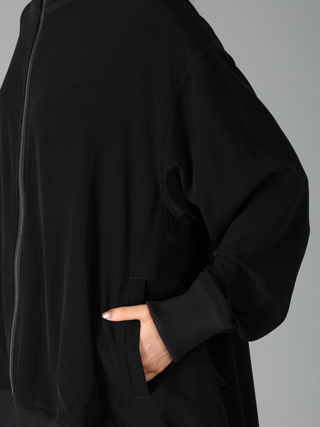 CREPE de CHINE CURVED HEMLINE TRACKSUIT JACKET