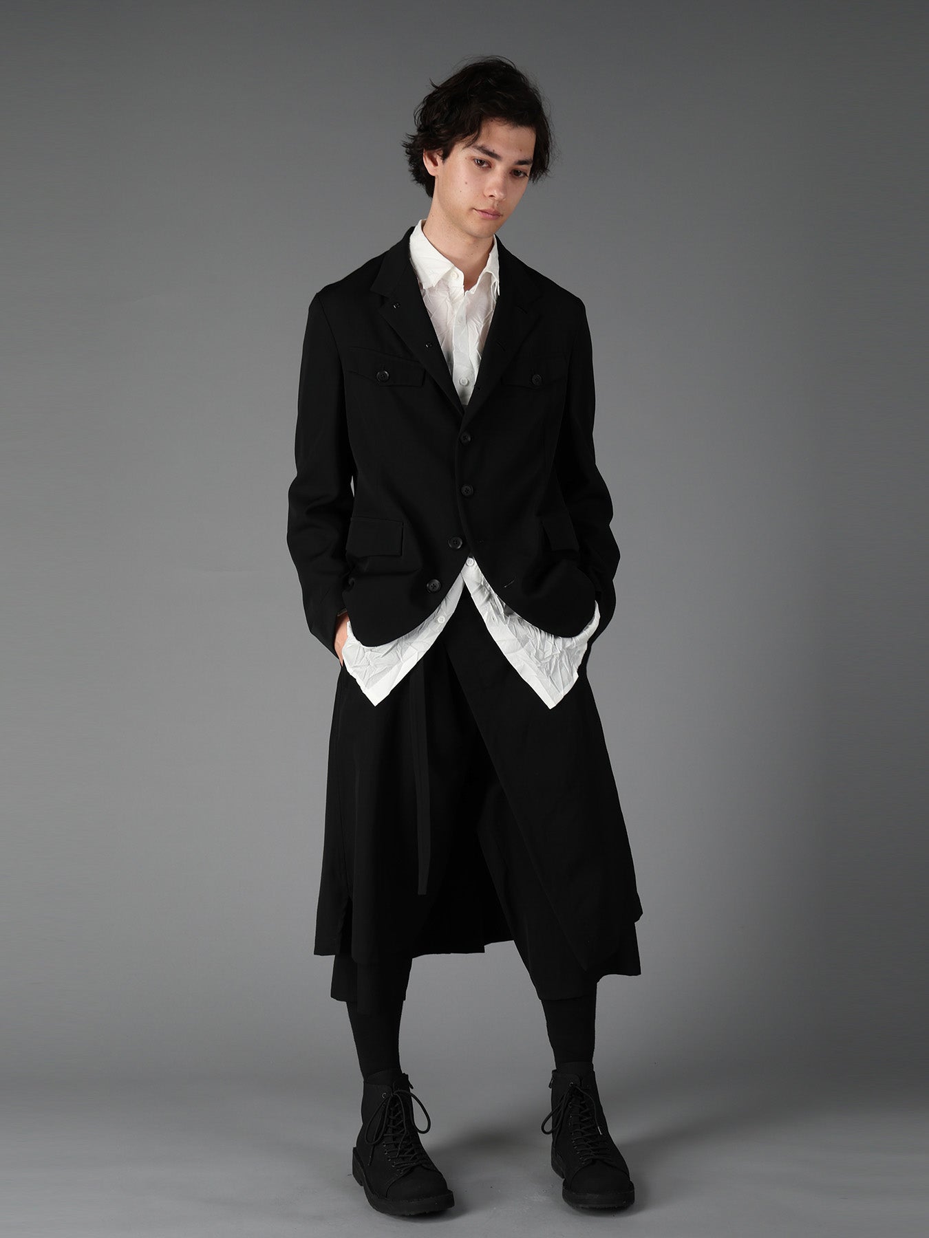 WOOL GABARDINE MEN'S STAND COLLAR JACKET