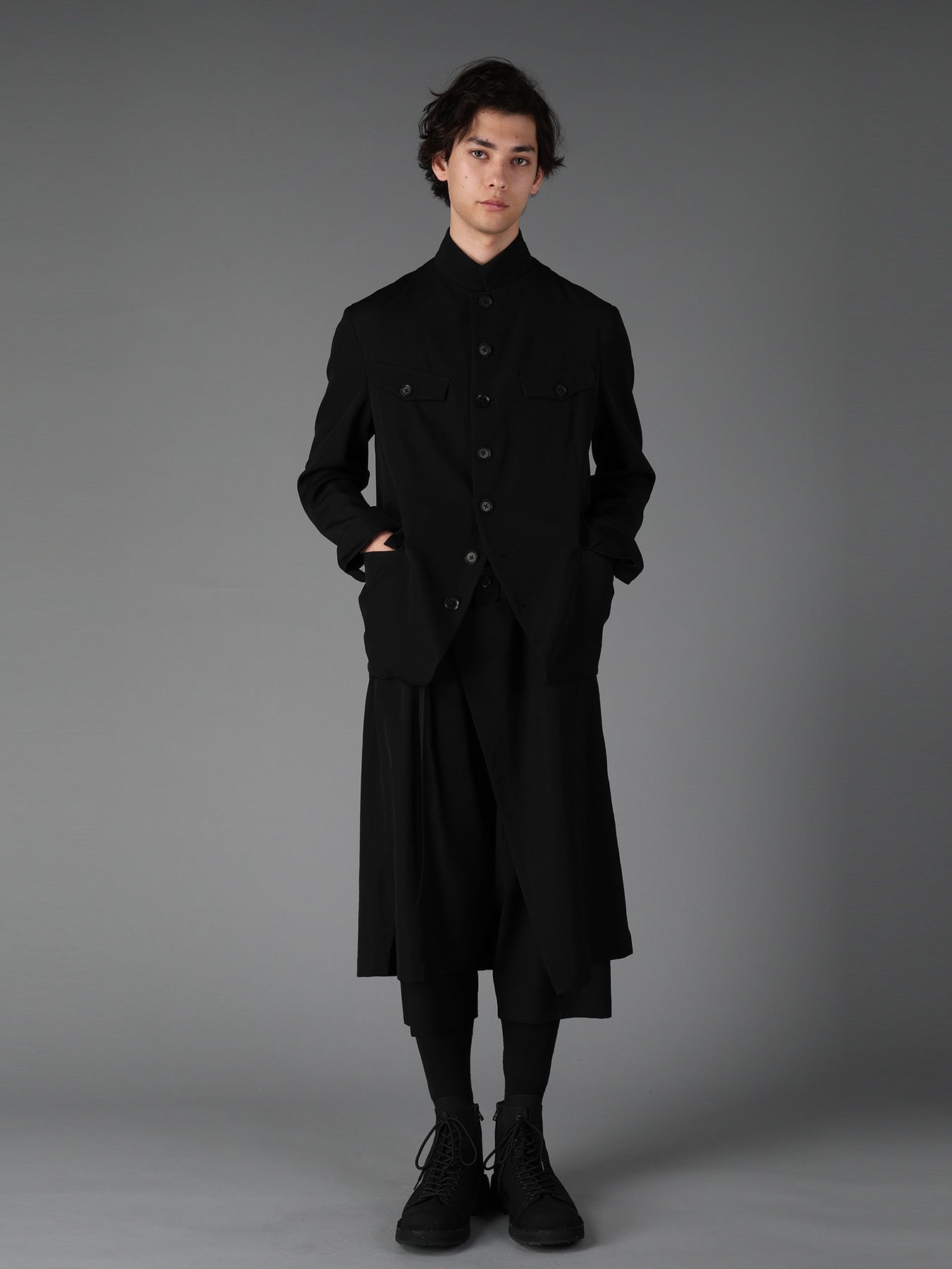 WOOL GABARDINE MEN'S STAND COLLAR JACKET – THE SHOP YOHJI YAMAMOTO