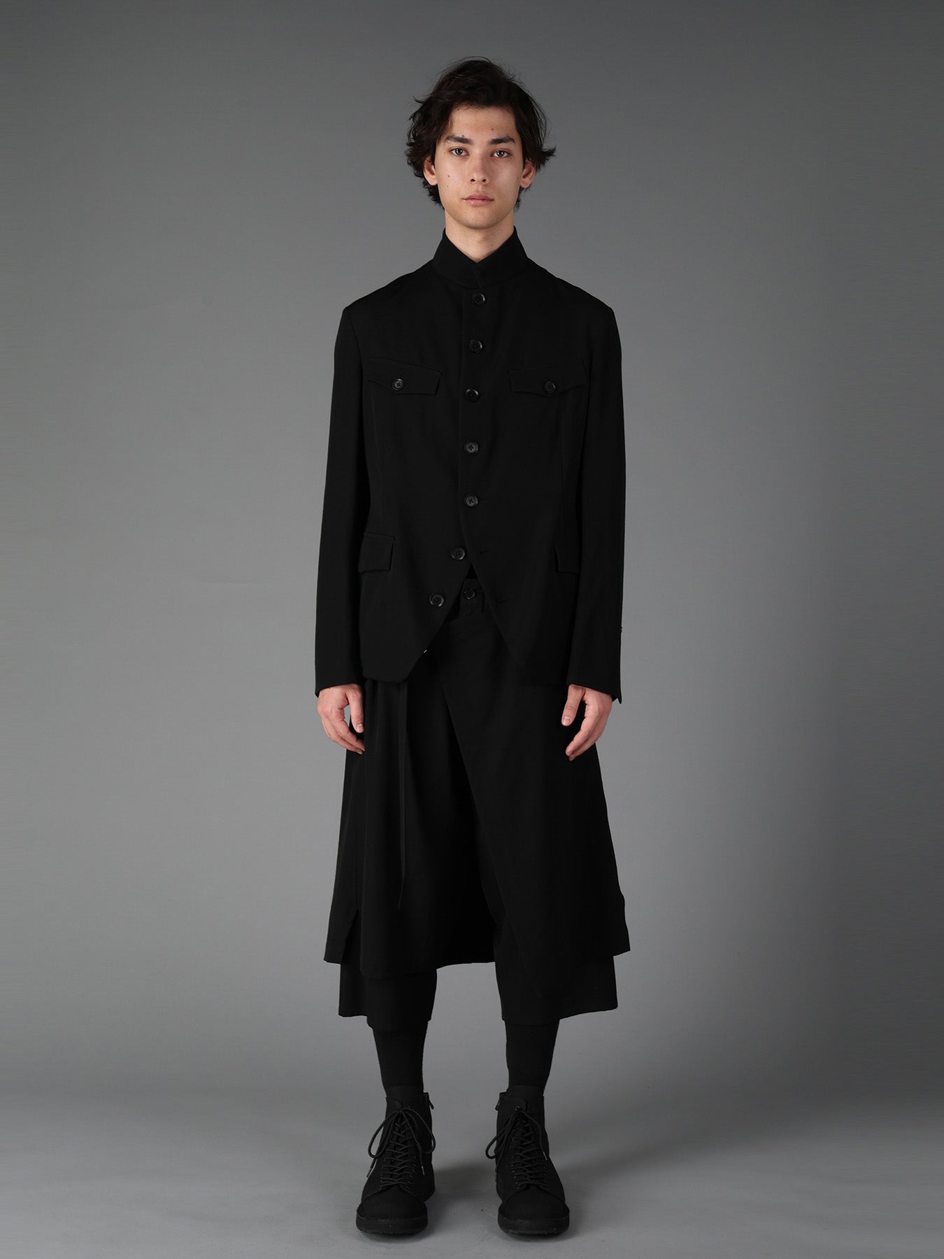 WOOL GABARDINE MEN'S STAND COLLAR JACKET – THE SHOP YOHJI YAMAMOTO