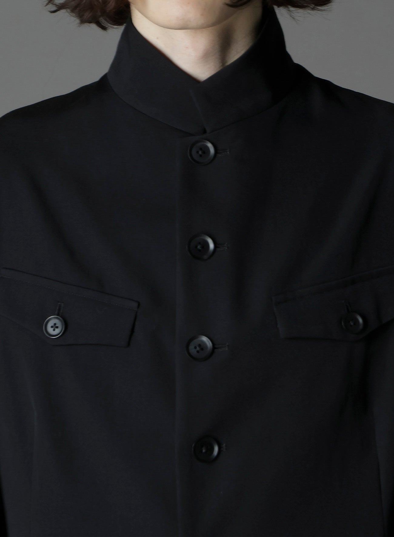 WOOL GABARDINE MEN'S STAND COLLAR JACKET – THE SHOP YOHJI YAMAMOTO