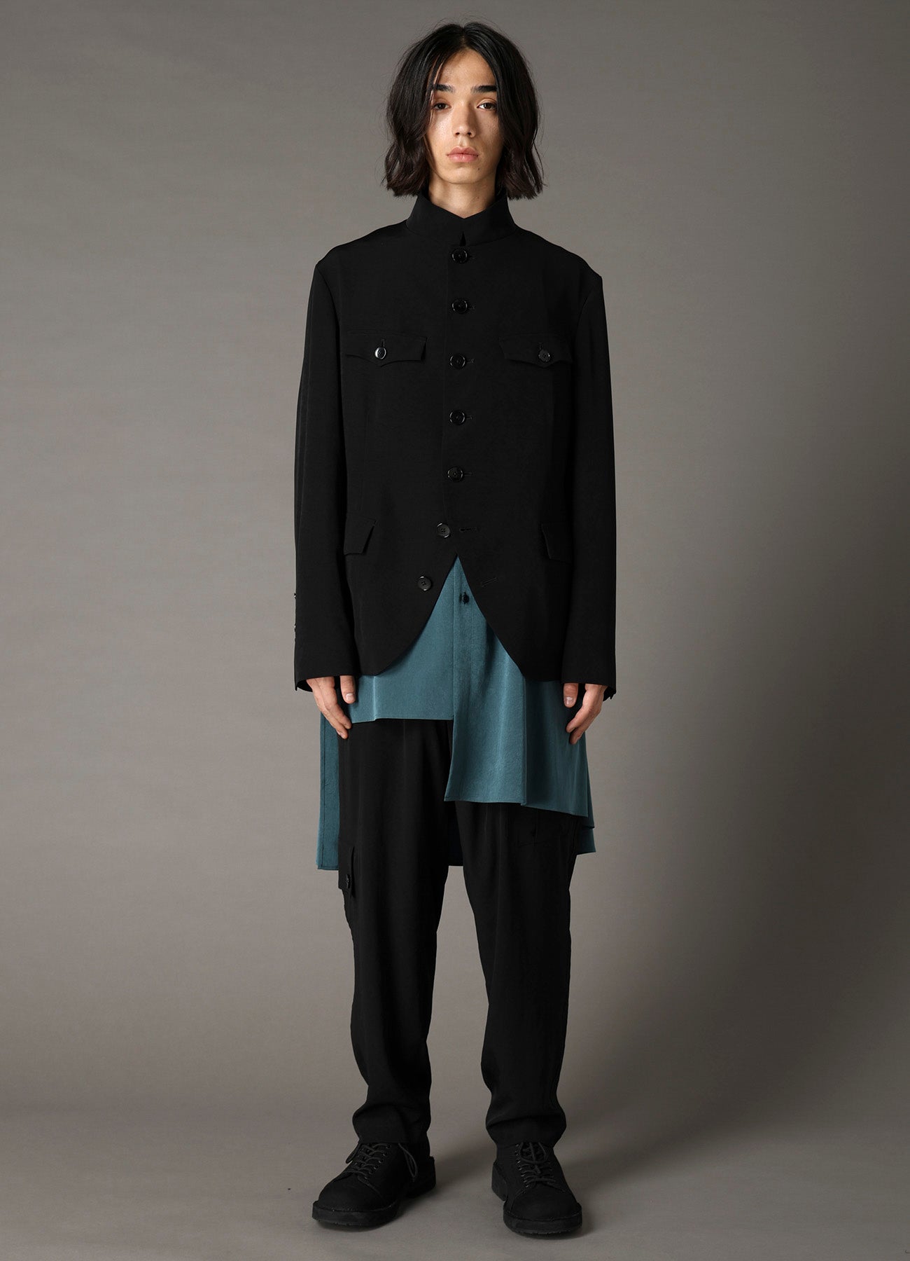 CREPE DE CHINE MEN'S STAND COLLAR JACKET – THE SHOP YOHJI YAMAMOTO