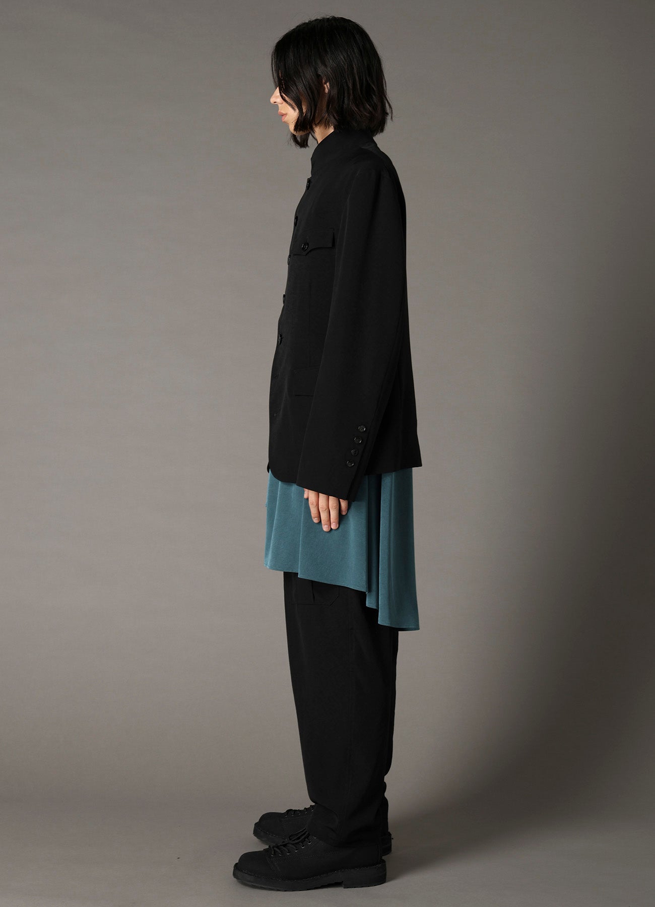 CREPE DE CHINE MEN'S STAND COLLAR JACKET