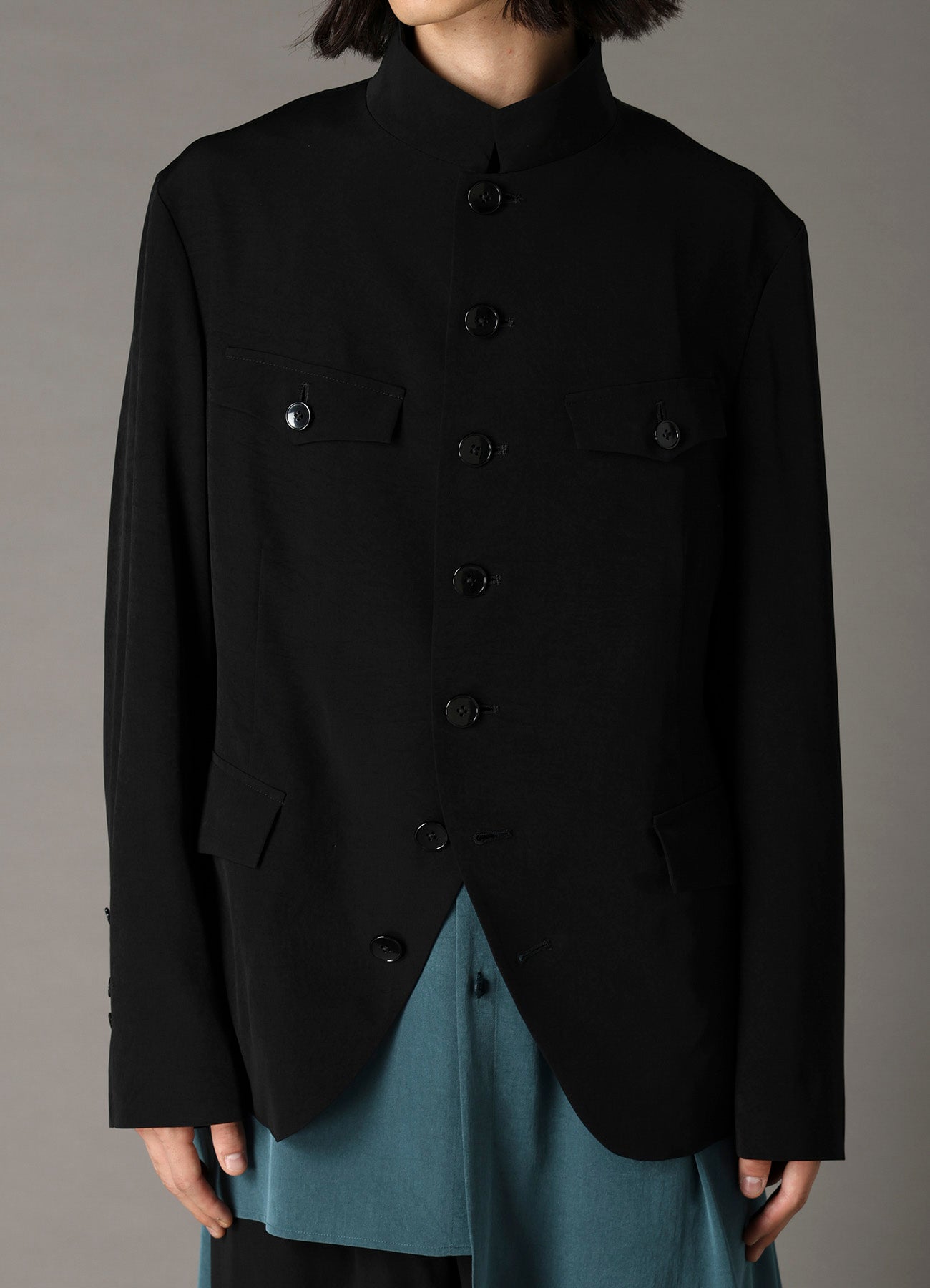 CREPE DE CHINE MEN'S STAND COLLAR JACKET – THE SHOP YOHJI YAMAMOTO