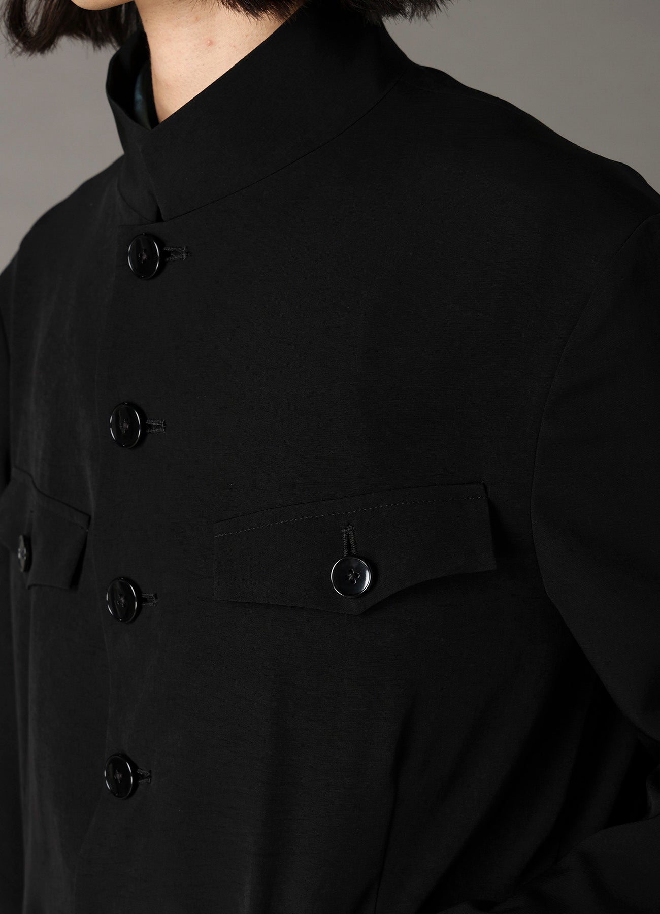 CREPE DE CHINE MEN'S STAND COLLAR JACKET – THE SHOP YOHJI YAMAMOTO