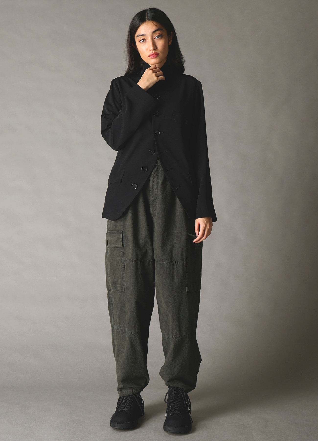 CREPE DE CHINE WOMEN'S STAND COLLAR JACKET