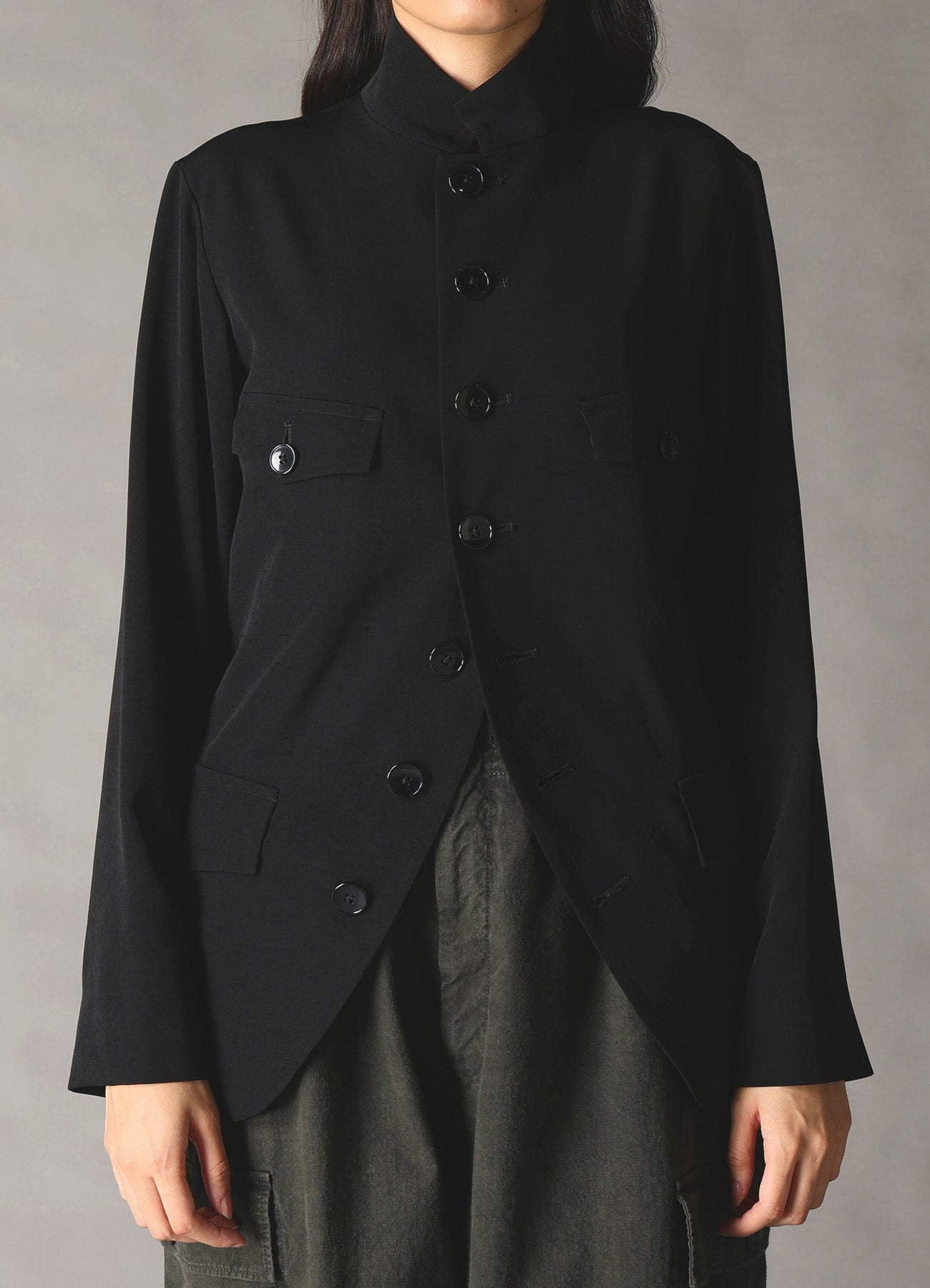 CREPE DE CHINE WOMEN'S STAND COLLAR JACKET