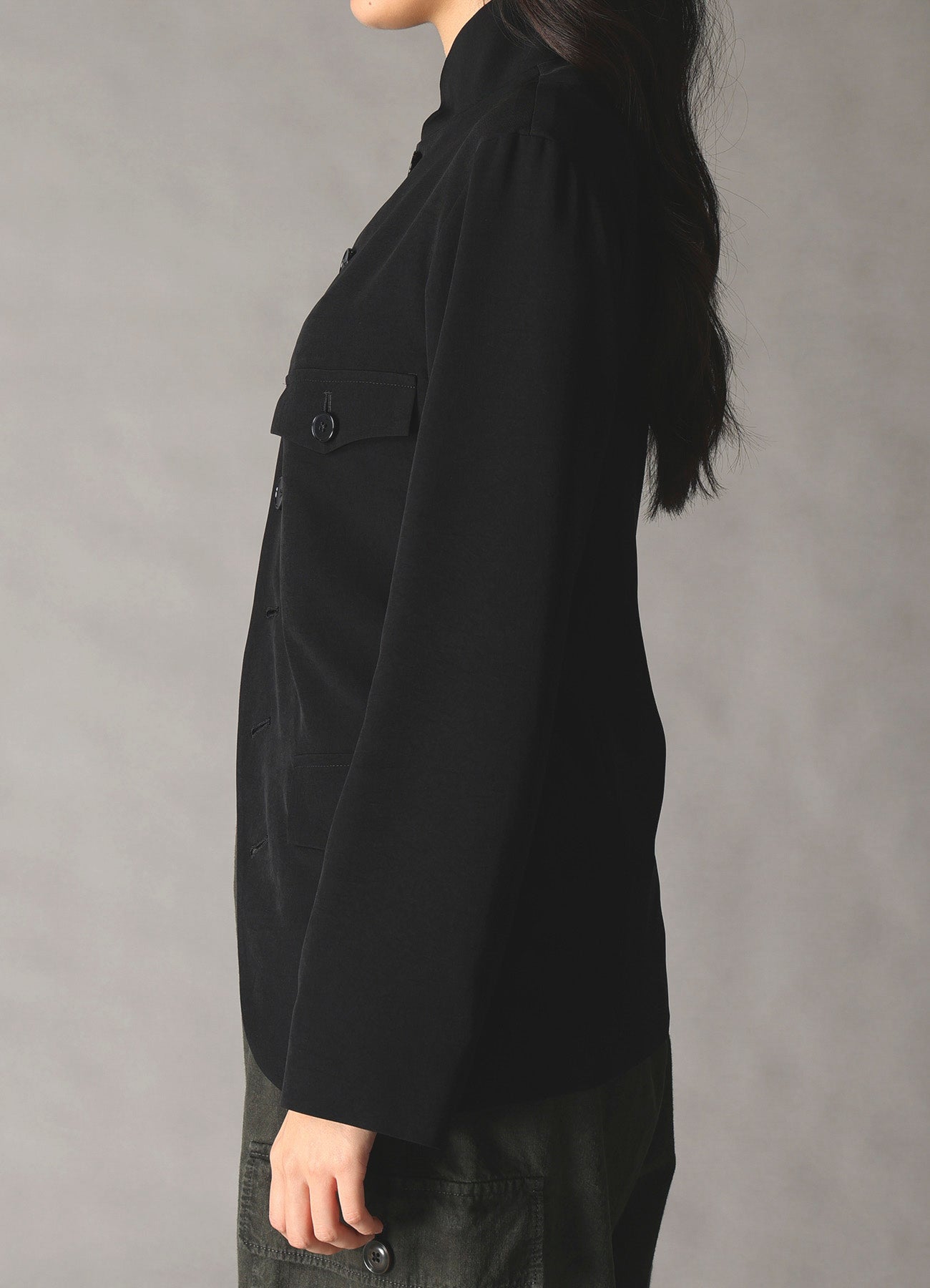 CREPE DE CHINE WOMEN'S STAND COLLAR JACKET