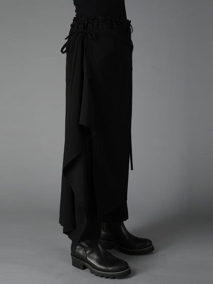 WOOL GABARDINE BOUND SKIRT PANTS