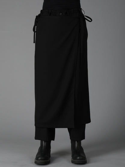 WOOL GABARDINE BOUND SKIRT PANTS