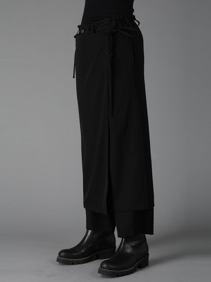 WOOL GABARDINE BOUND SKIRT PANTS