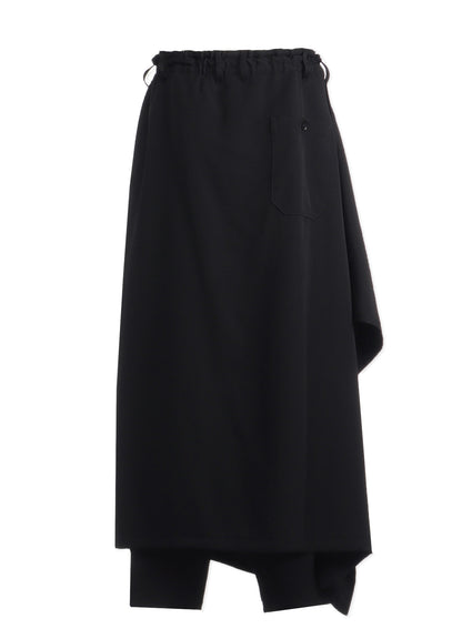 WOOL GABARDINE BOUND SKIRT PANTS