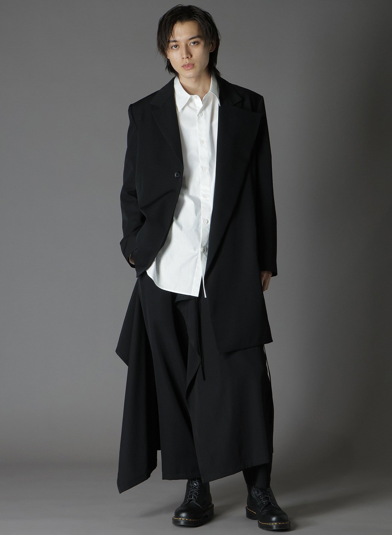 WOOL GABARDINE BOUND SKIRT PANTS