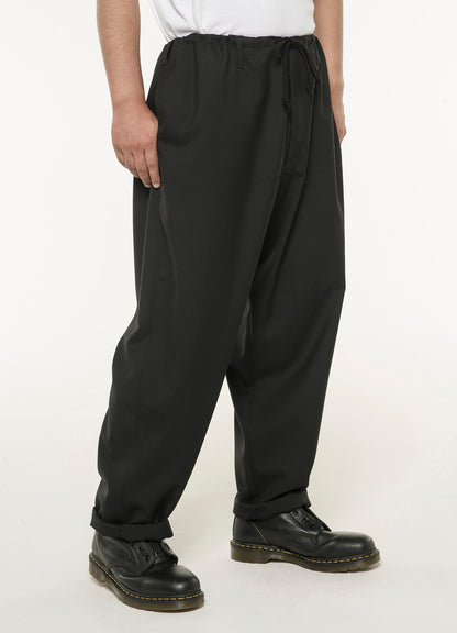 WOOL/POLYESTER GABARDINE DRAWSTRING PANTS