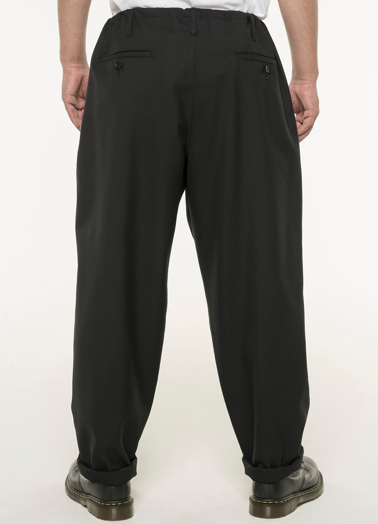 WOOL/POLYESTER GABARDINE DRAWSTRING PANTS