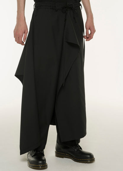 WOOL/POLYESTER GABARDINE 3-WAY WRAP PANTS