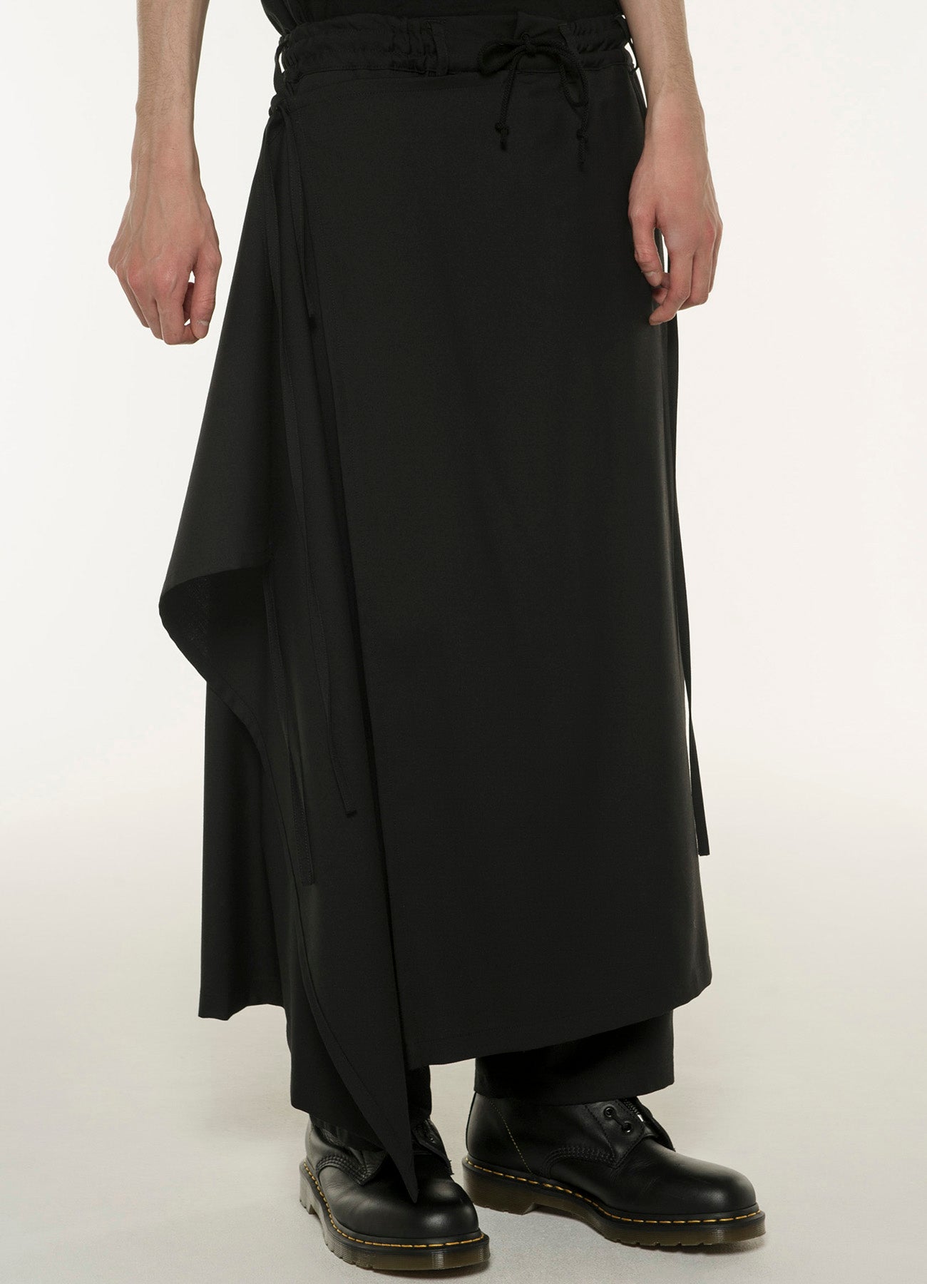 WOOL/POLYESTER GABARDINE 3-WAY WRAP PANTS