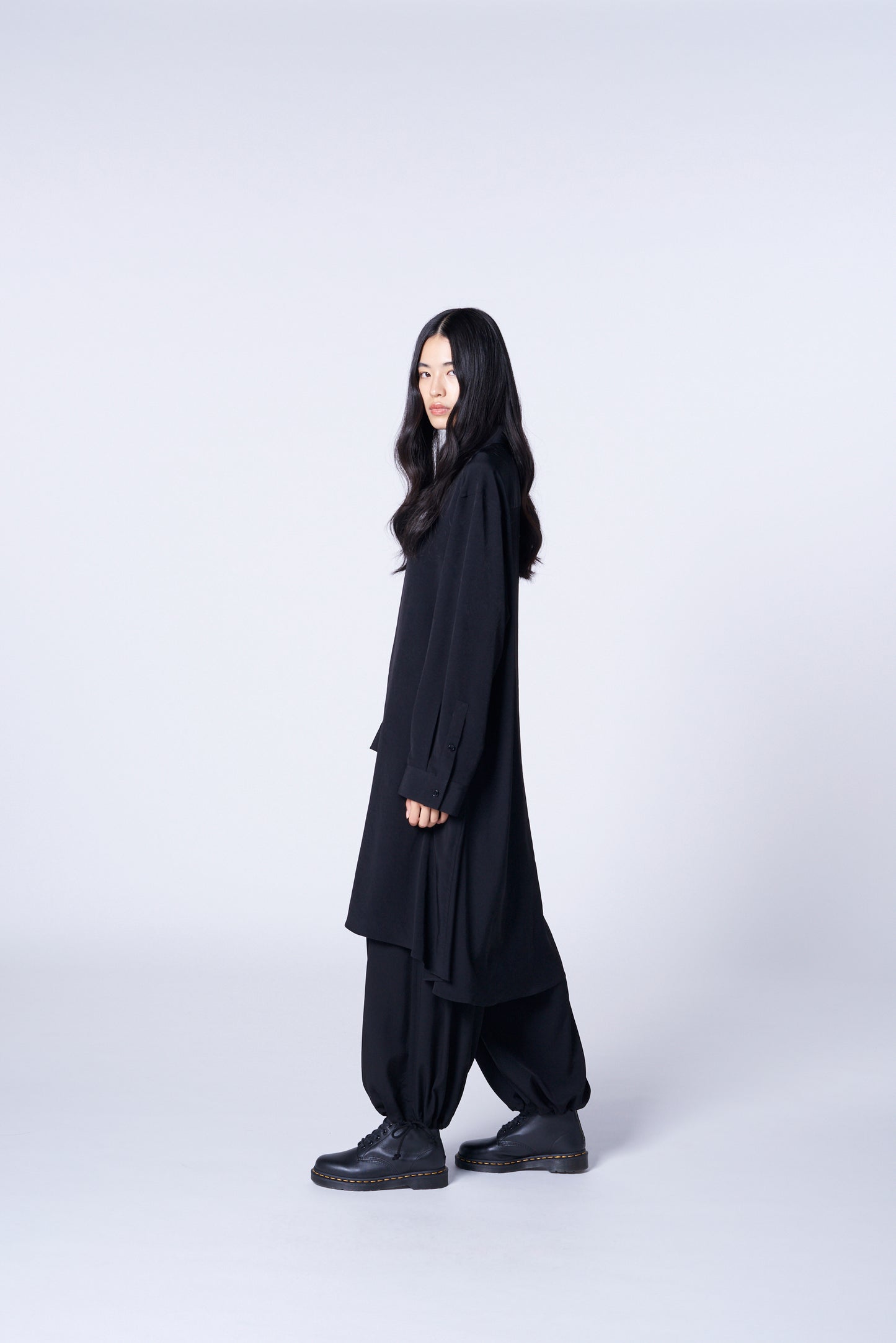 POLYESTER/TRIACETATE CREPE de CHINE BALLOON PANTS