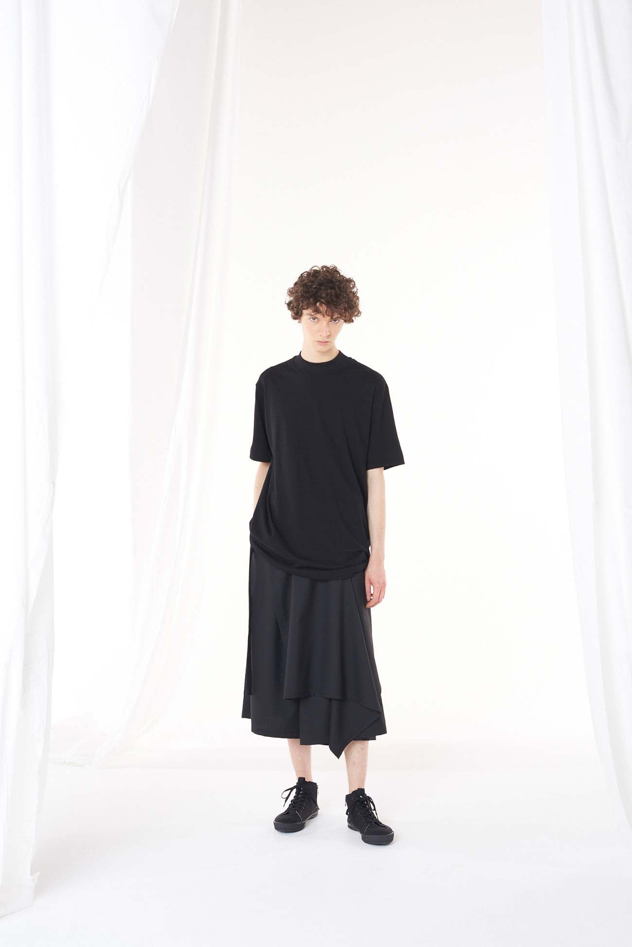 WOOL/POLYESTER GABARDINE FLARED WRAP PANTS