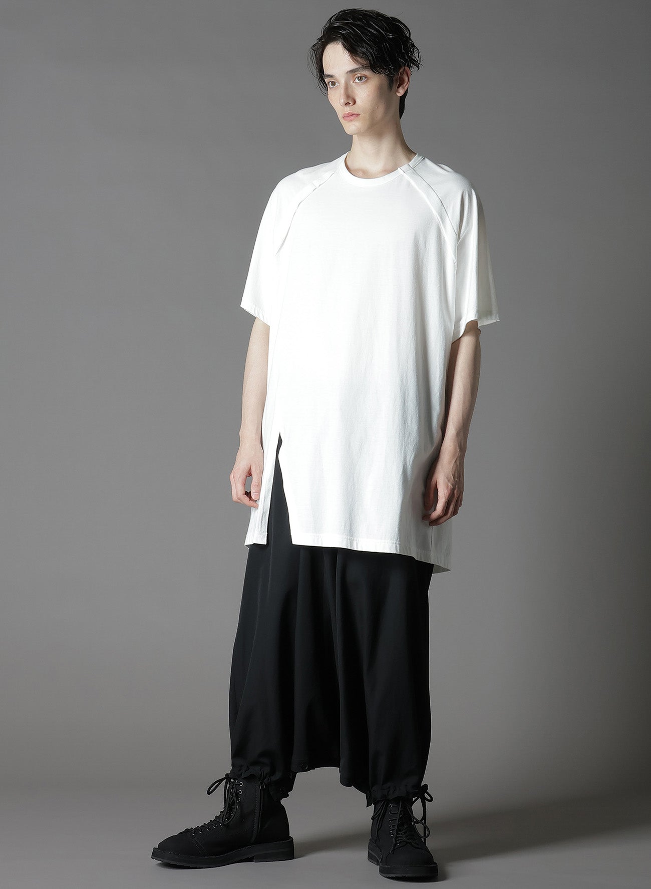 COTTON JERSEY FRONT RAGLAN SLIT T-SHIRT SHORT SLEEVES