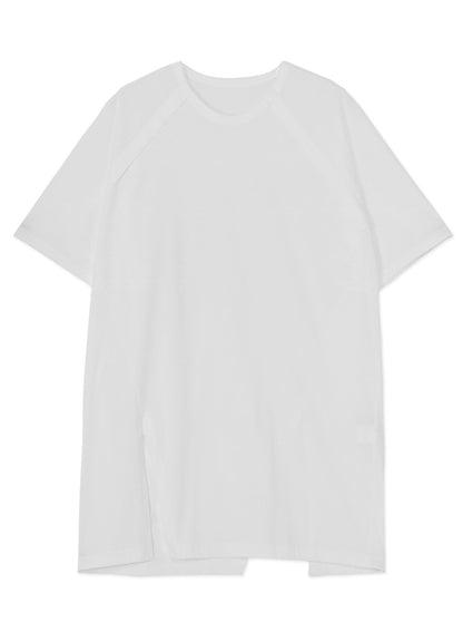 COTTON JERSEY FRONT RAGLAN SLIT T-SHIRT SHORT SLEEVES