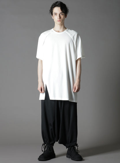 COTTON JERSEY FRONT RAGLAN SLIT T-SHIRT SHORT SLEEVES