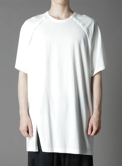 COTTON JERSEY FRONT RAGLAN SLIT T-SHIRT SHORT SLEEVES