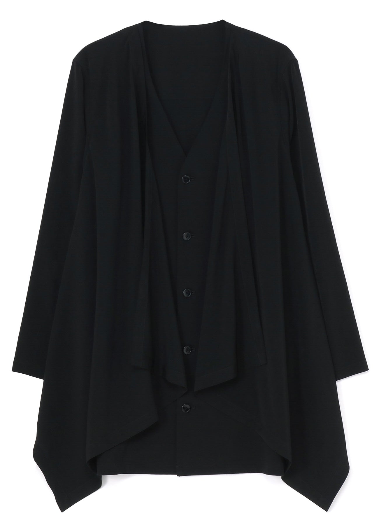 SILICON JERSEY+ CREPE DE CHINE FRONT DOUBLE FLOUNCE T-SHIRT