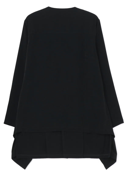SILICON JERSEY+ CREPE DE CHINE FRONT DOUBLE FLOUNCE T-SHIRT