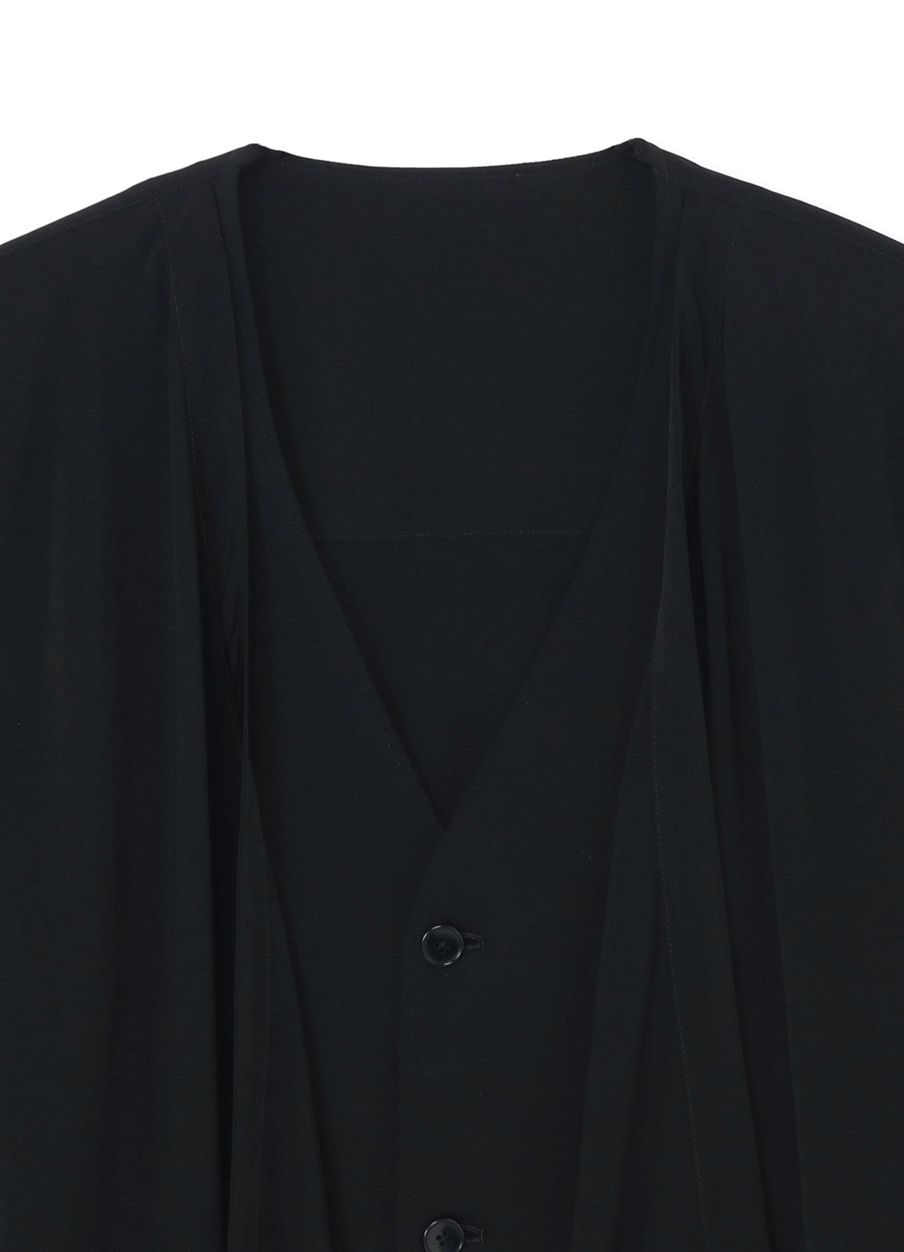 SILICON JERSEY+ CREPE DE CHINE FRONT DOUBLE FLOUNCE T-SHIRT
