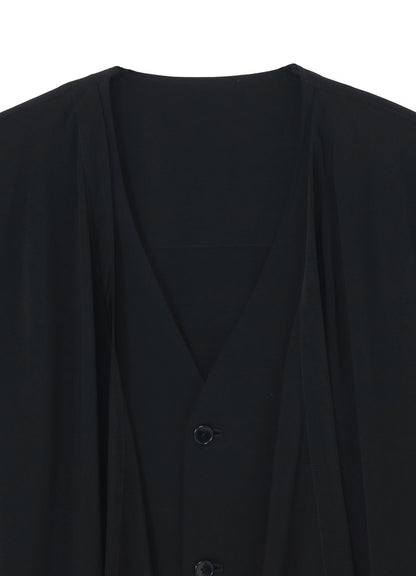 SILICON JERSEY+ CREPE DE CHINE FRONT DOUBLE FLOUNCE T-SHIRT