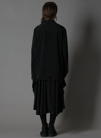 SILICON JERSEY+ CREPE DE CHINE FRONT DOUBLE FLOUNCE T-SHIRT